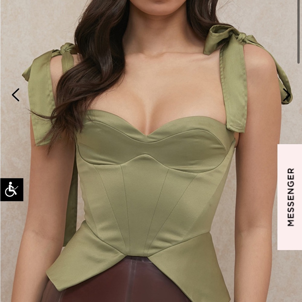 HOUSE OF CB Mya Olive satin peplum corset